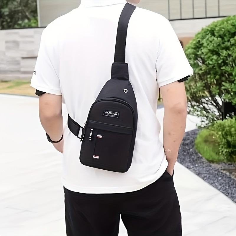 Casual Solid Color Sling Zipper Bag, Multifunctional Sports Outdoor Fancy Pack, Small Crossbody Bag details 3