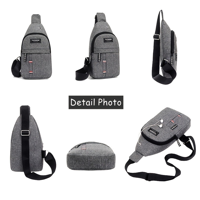 Casual Solid Color Sling Zipper Bag, Multifunctional Sports Outdoor Fancy Pack, Small Crossbody Bag details 4