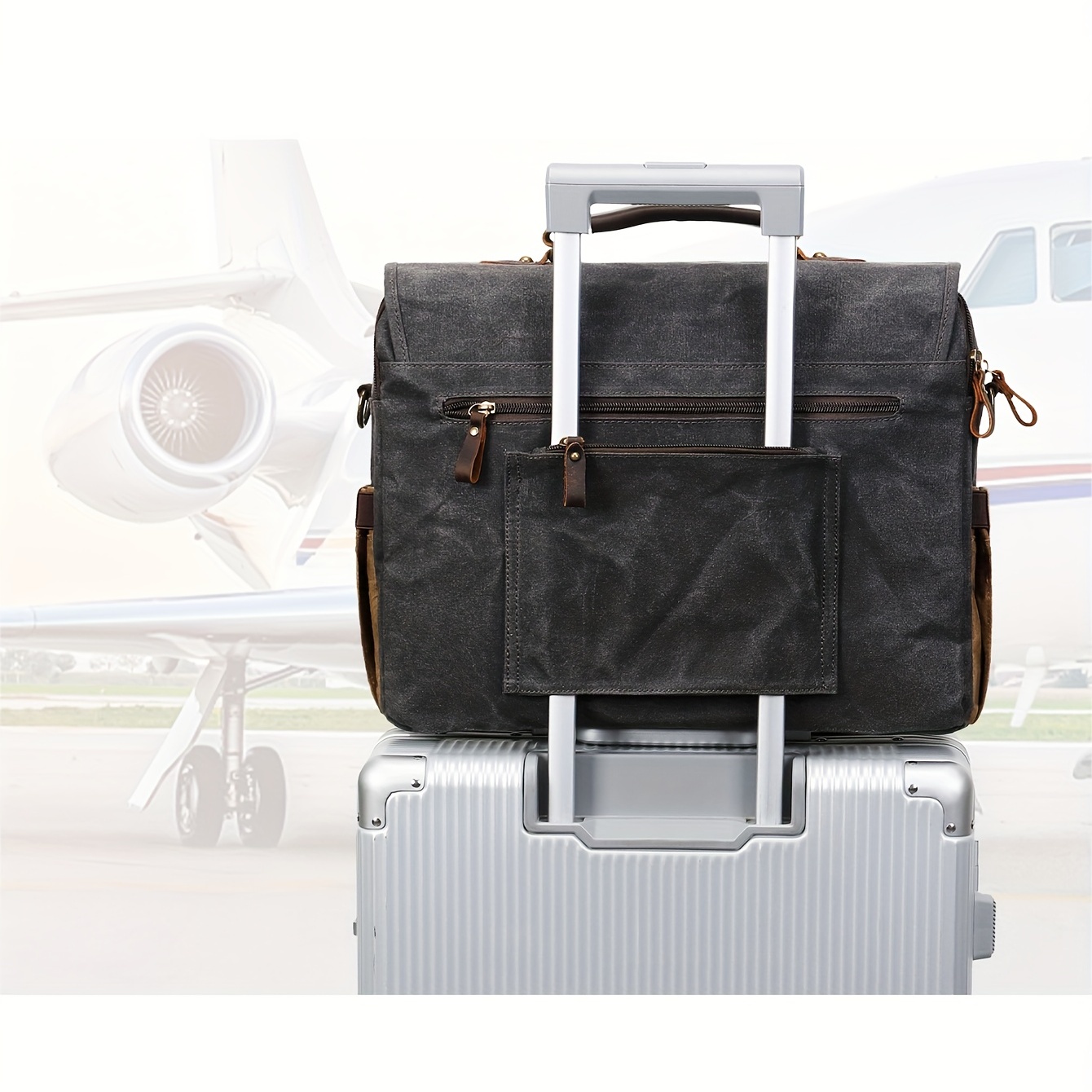 messenger vintage briefcase laptop bag sturdy crossbody shoulder bag buckle decor shoulder bag details 5