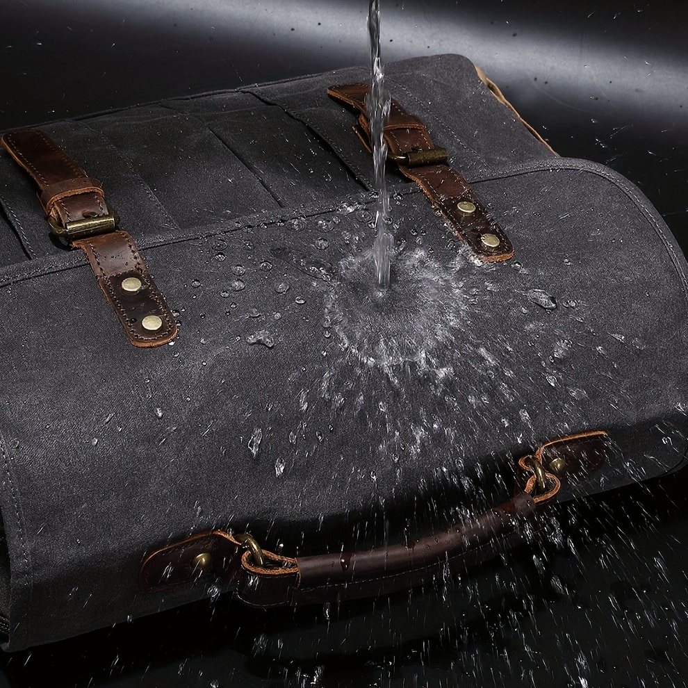 messenger vintage briefcase laptop bag sturdy crossbody shoulder bag buckle decor shoulder bag details 8