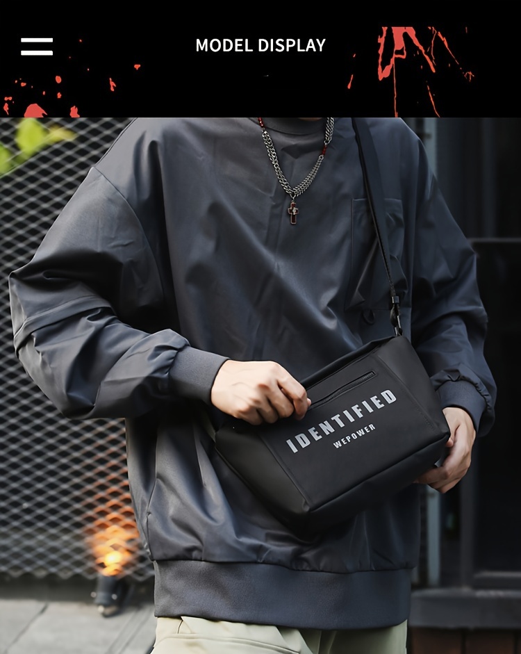 Casual Letter Pattern Shoulder Bag, All-Match Unisex Street Style Crossbody Bag Purse, Shopping Bag details 5