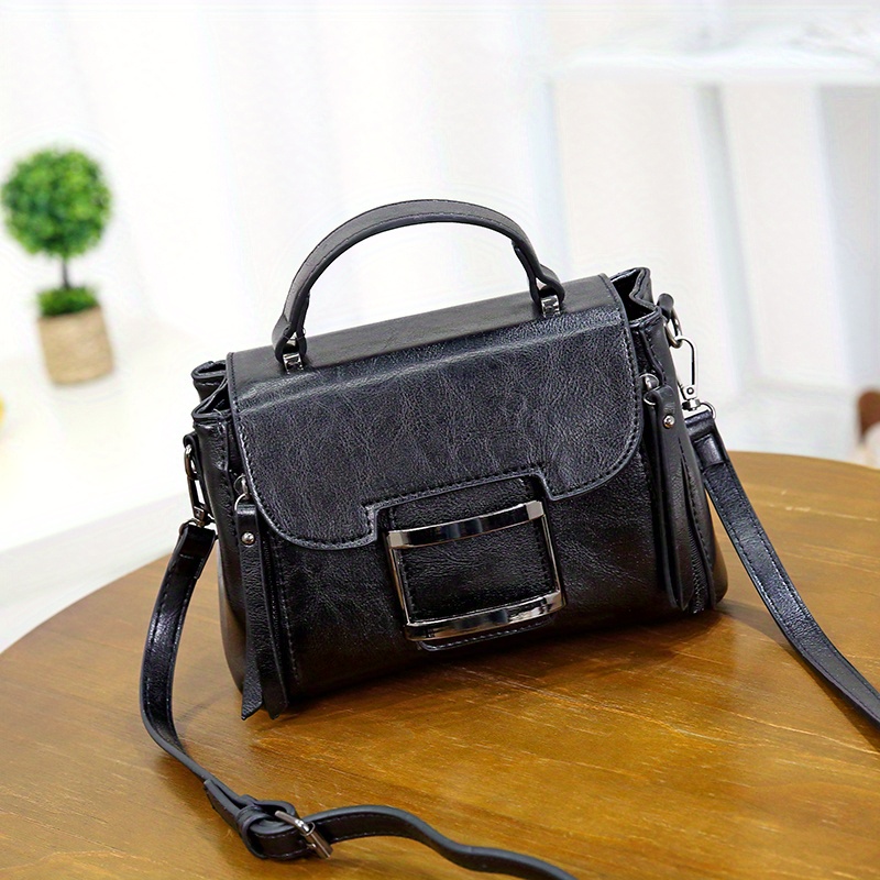 retro style crossbody bag, retro style crossbody bag small buckle decor handbag womens top handle square purse details 8