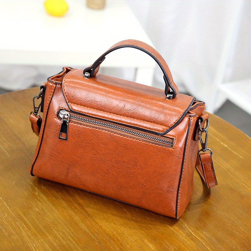 retro style crossbody bag, retro style crossbody bag small buckle decor handbag womens top handle square purse details 10