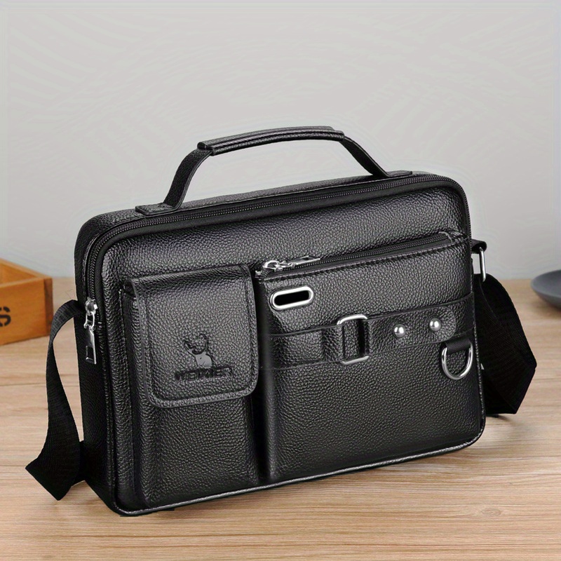 vintage solid color square shoulder bag all match top handle satchel bag for women trendy business messenger bag details 7