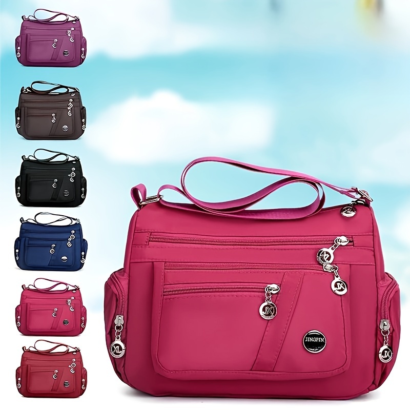 stylish multi layer zipper crossbody bag casual solid color shoulder bag perfect messenger bag for daily use details 1