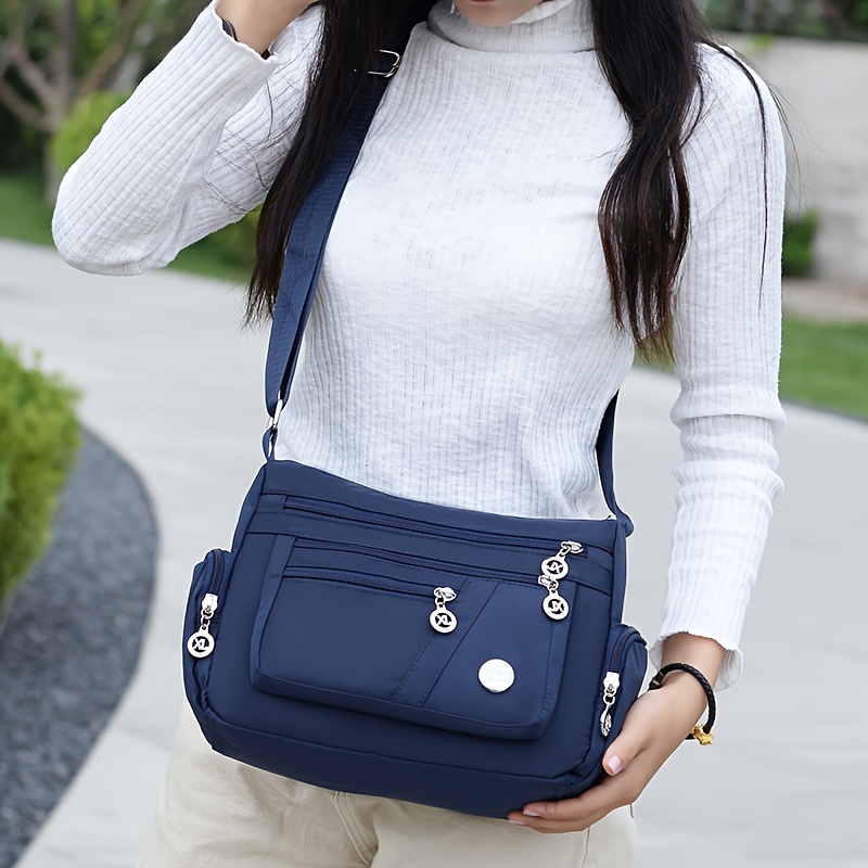 stylish multi layer zipper crossbody bag casual solid color shoulder bag perfect messenger bag for daily use details 3