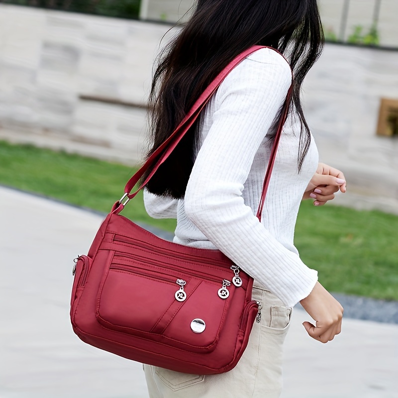 stylish multi layer zipper crossbody bag casual solid color shoulder bag perfect messenger bag for daily use details 4