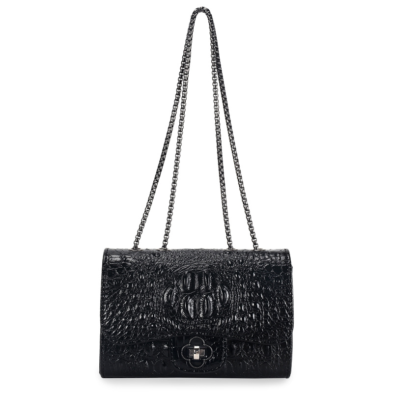 fashion crocodile pattern shoulder bag stylish faux leather sling bag lightweight womens purse details 1