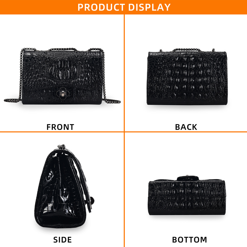 fashion crocodile pattern shoulder bag stylish faux leather sling bag lightweight womens purse details 2
