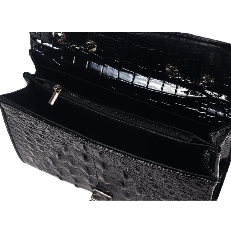 fashion crocodile pattern shoulder bag stylish faux leather sling bag lightweight womens purse details 4