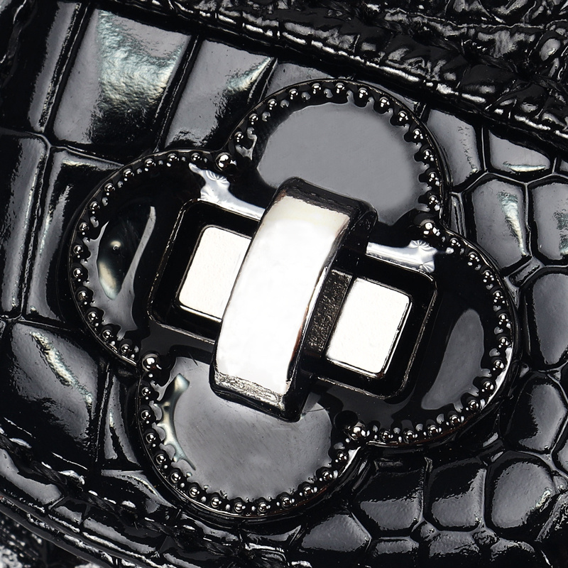 fashion crocodile pattern shoulder bag stylish faux leather sling bag lightweight womens purse details 5