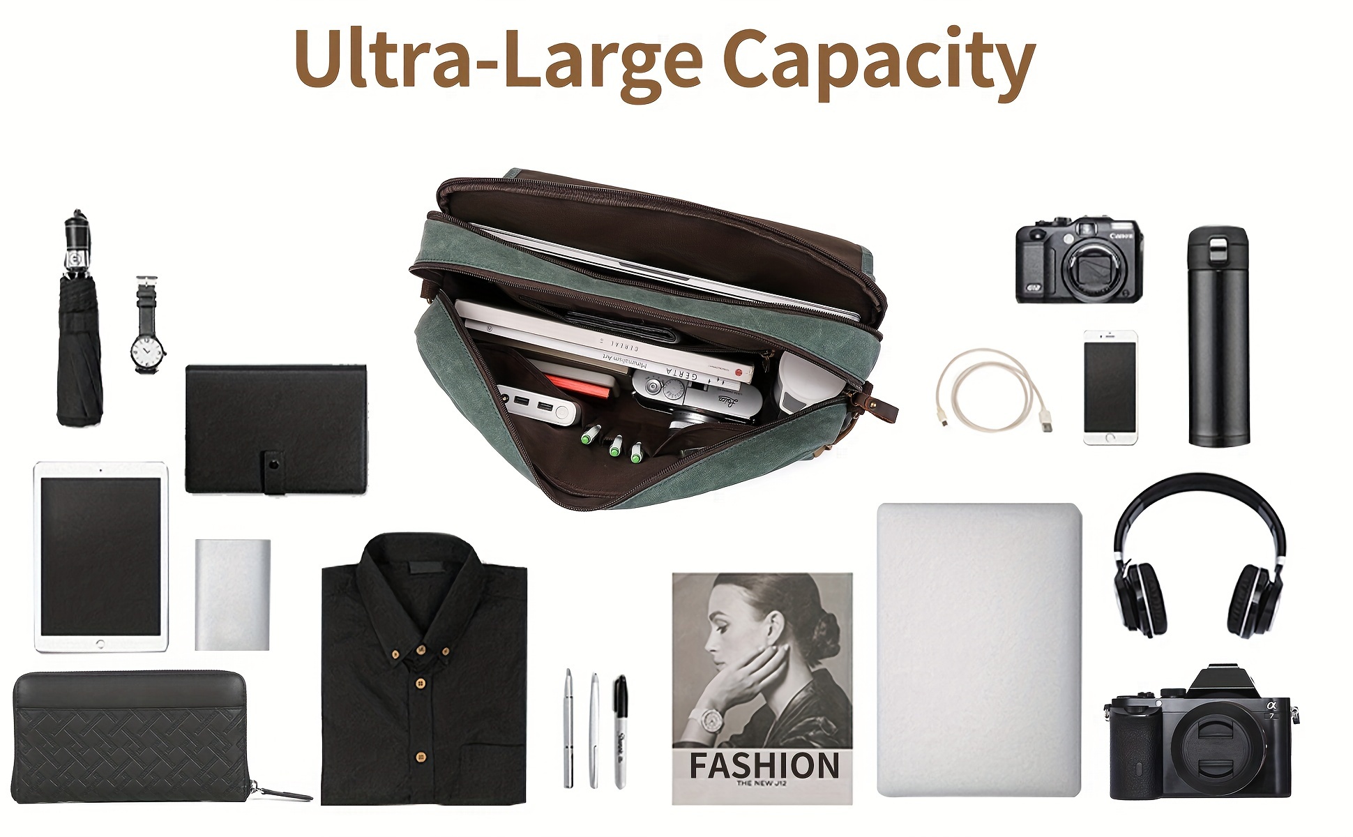 classic retro messenger bag, mens messenger bag 15 6 inch laptop bag with charging port waterproof vintage briefcase bag crossbody shoulder bag details 1