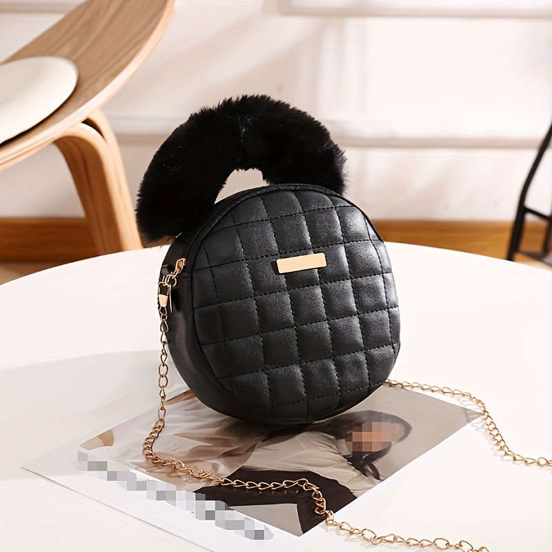4pcs trendy argyle checked tote bag set all match large capacity shoulder bag crossbody bag round plush handle bag coin purse perfect women bag set for leisure travel and commuting details 6