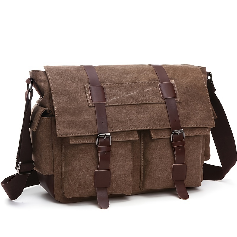 buckle decor messenger bag large zipper crossbody bag for students versatile travel bag laptop bag details 4