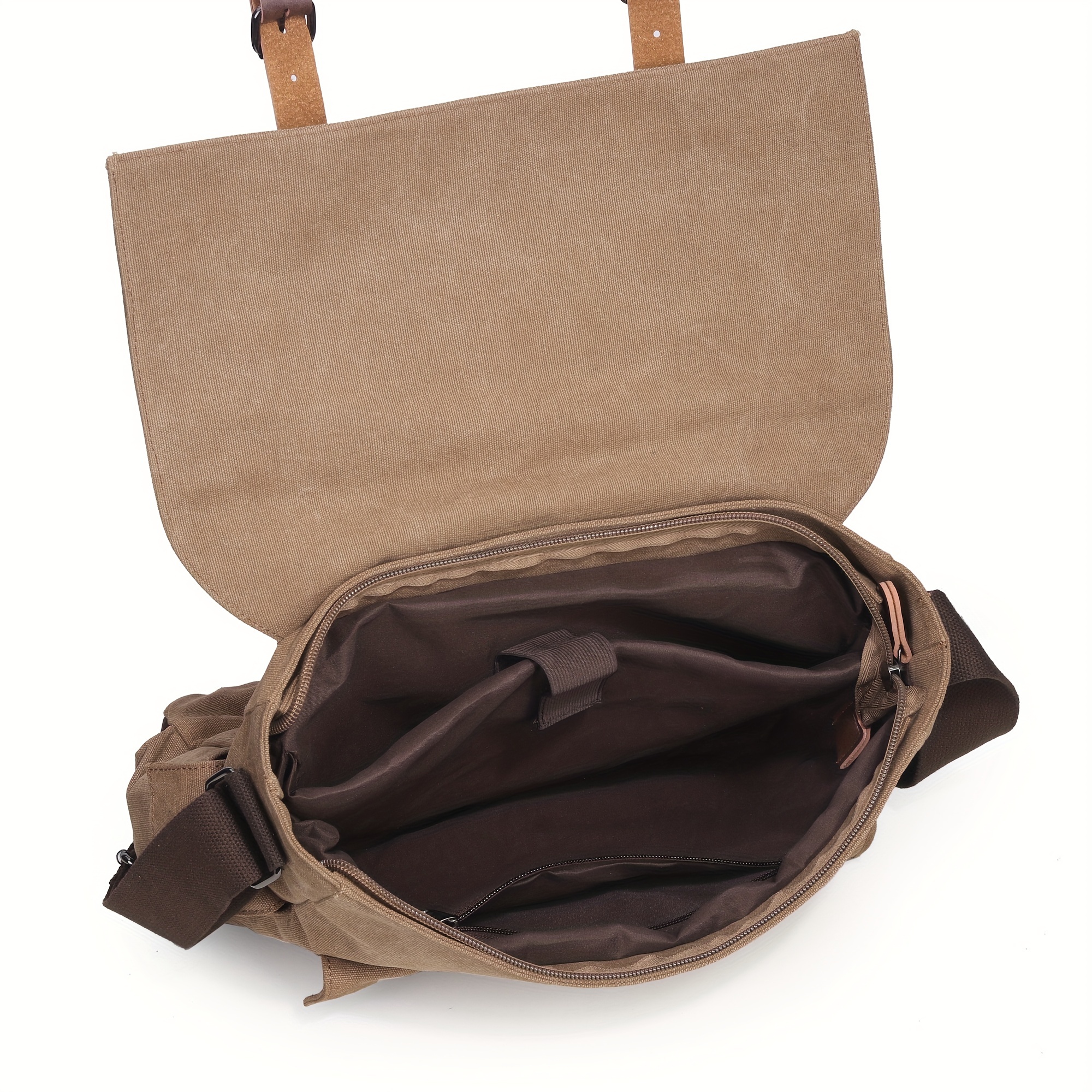 buckle decor messenger bag large zipper crossbody bag for students versatile travel bag laptop bag details 5