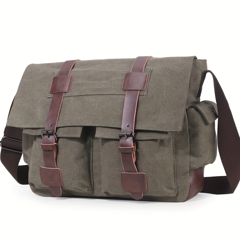 buckle decor messenger bag large zipper crossbody bag for students versatile travel bag laptop bag details 7