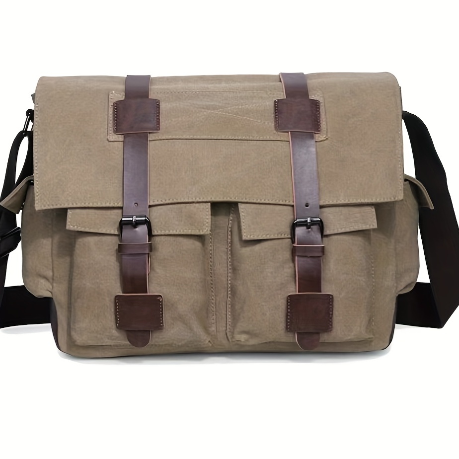 buckle decor messenger bag large zipper crossbody bag for students versatile travel bag laptop bag details 8