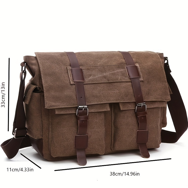buckle decor messenger bag large zipper crossbody bag for students versatile travel bag laptop bag details 9