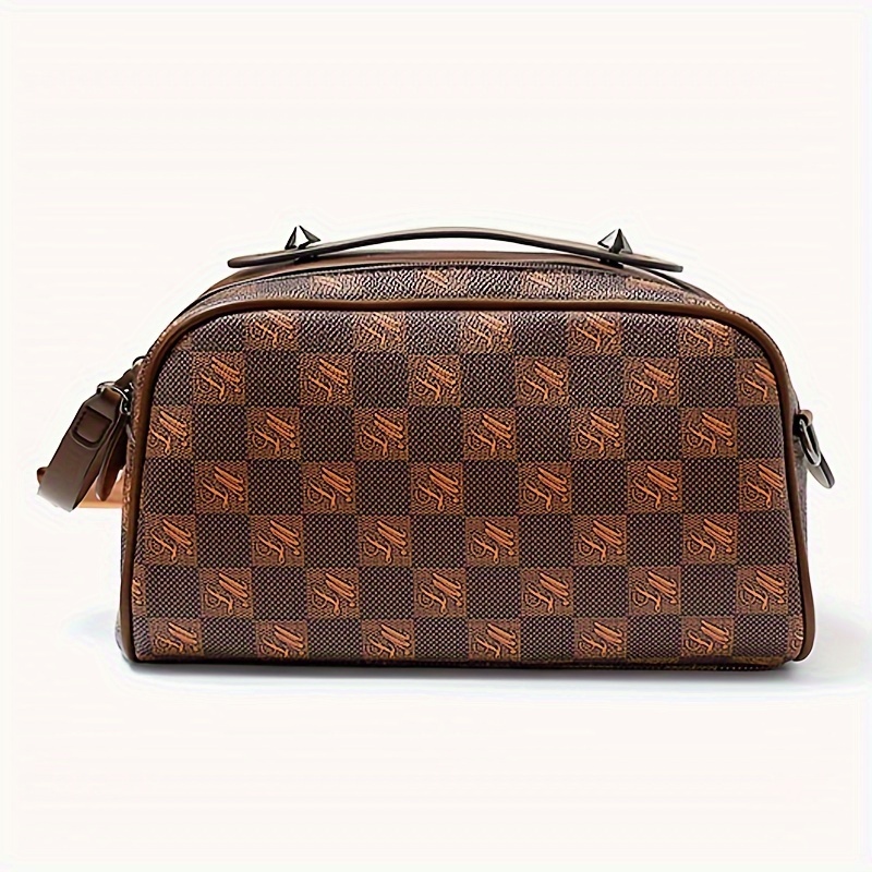 transparent vintage plaid pattern crossbody bag trendy casual zipper makeup shoulder bag perfect messenger bag for daily use details 3