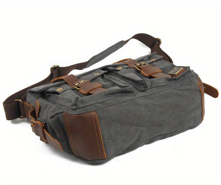 vintage canvas messenger bags laptop bag large capacity shoulder bag for hiking travel details 7