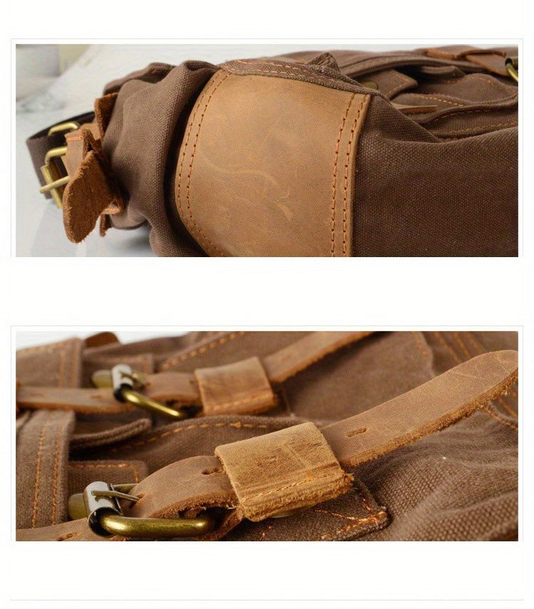 vintage canvas messenger bags laptop bag large capacity shoulder bag for hiking travel details 11