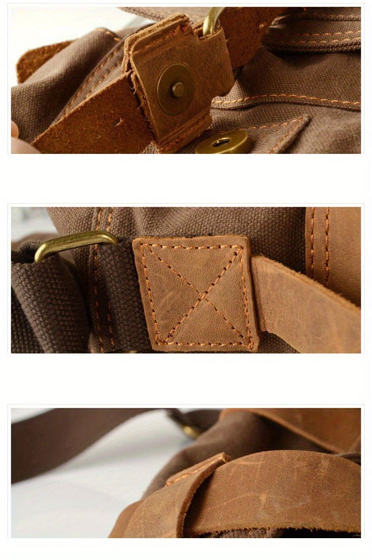 vintage canvas messenger bags laptop bag large capacity shoulder bag for hiking travel details 12