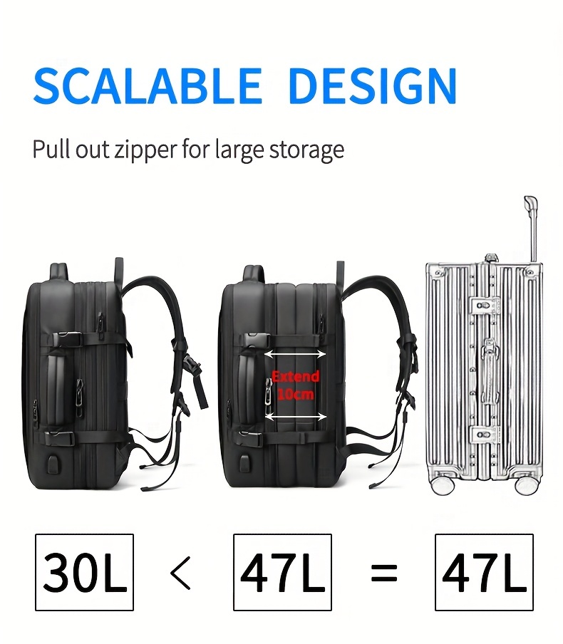 expandable travel business laptop mens backpack large capacity waterproof with external usb charging port commuter backpack details 3
