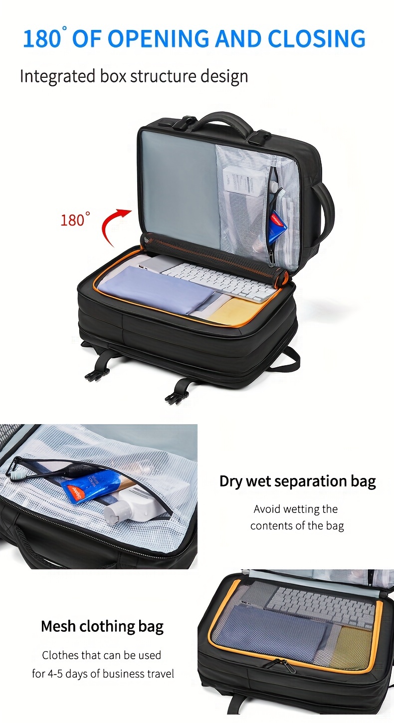 expandable travel business laptop mens backpack large capacity waterproof with external usb charging port commuter backpack details 6