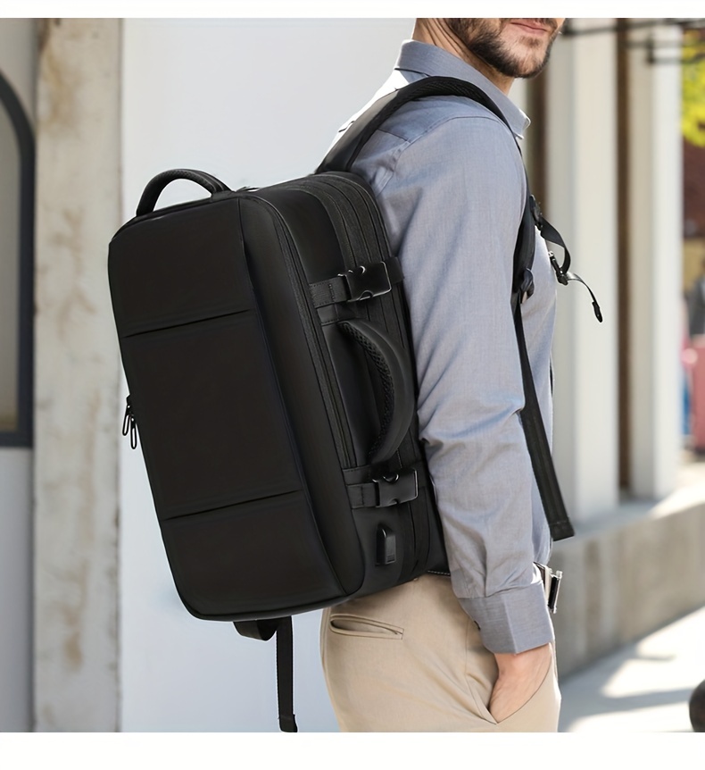 expandable travel business laptop mens backpack large capacity waterproof with external usb charging port commuter backpack details 7