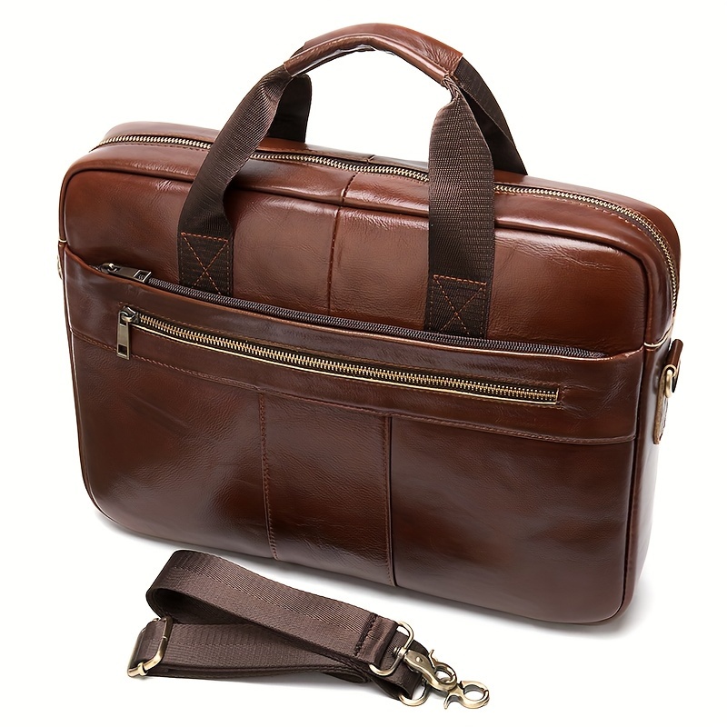 Genuine Cowhide Leather Briefcase, Business Bag Computer Bag, Business Briefcase Gifts For Him For Valentine s Day Gift details 1