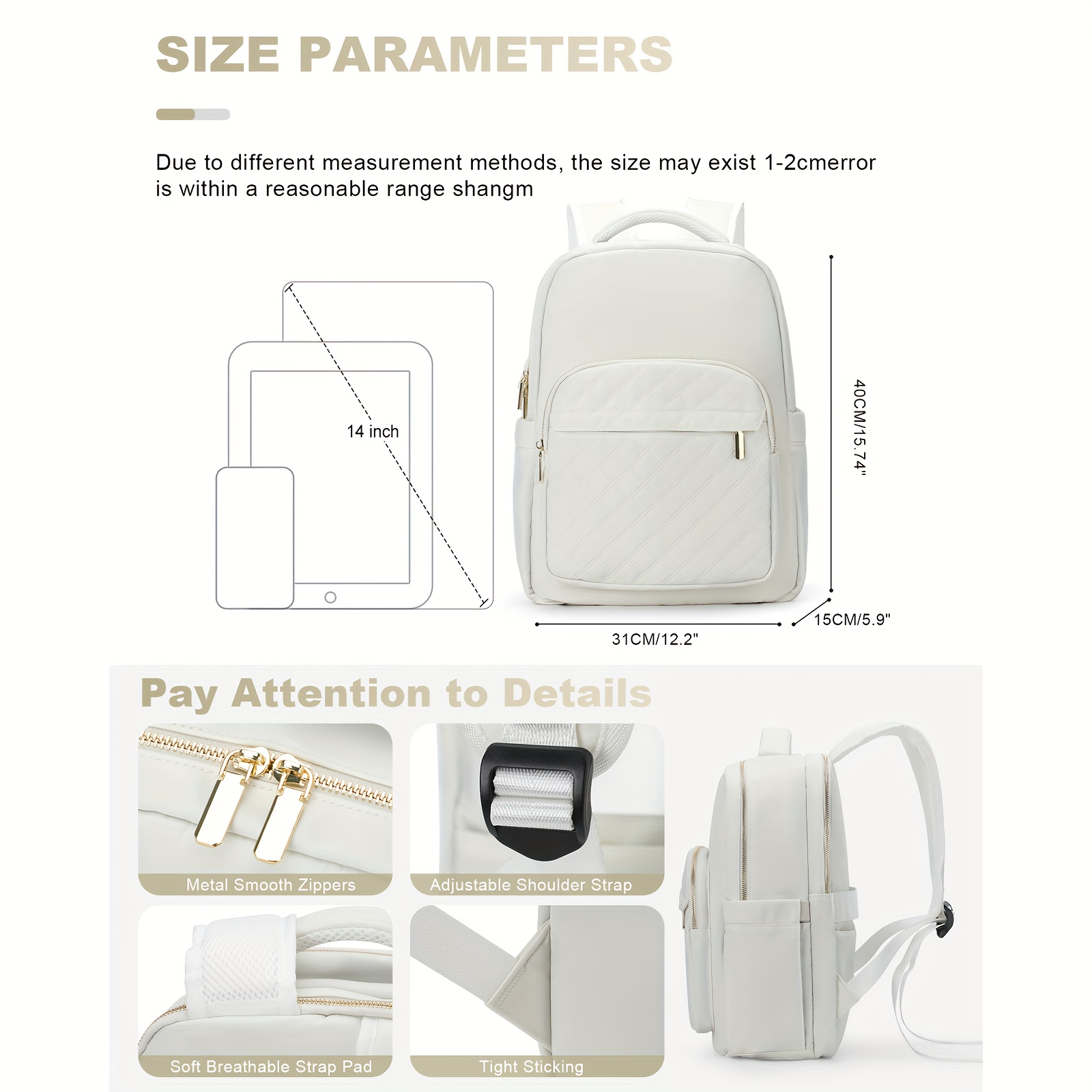 new womens backpack large capacity waterproof university school bag computer bag travel bag casual versatile simple backpack details 0