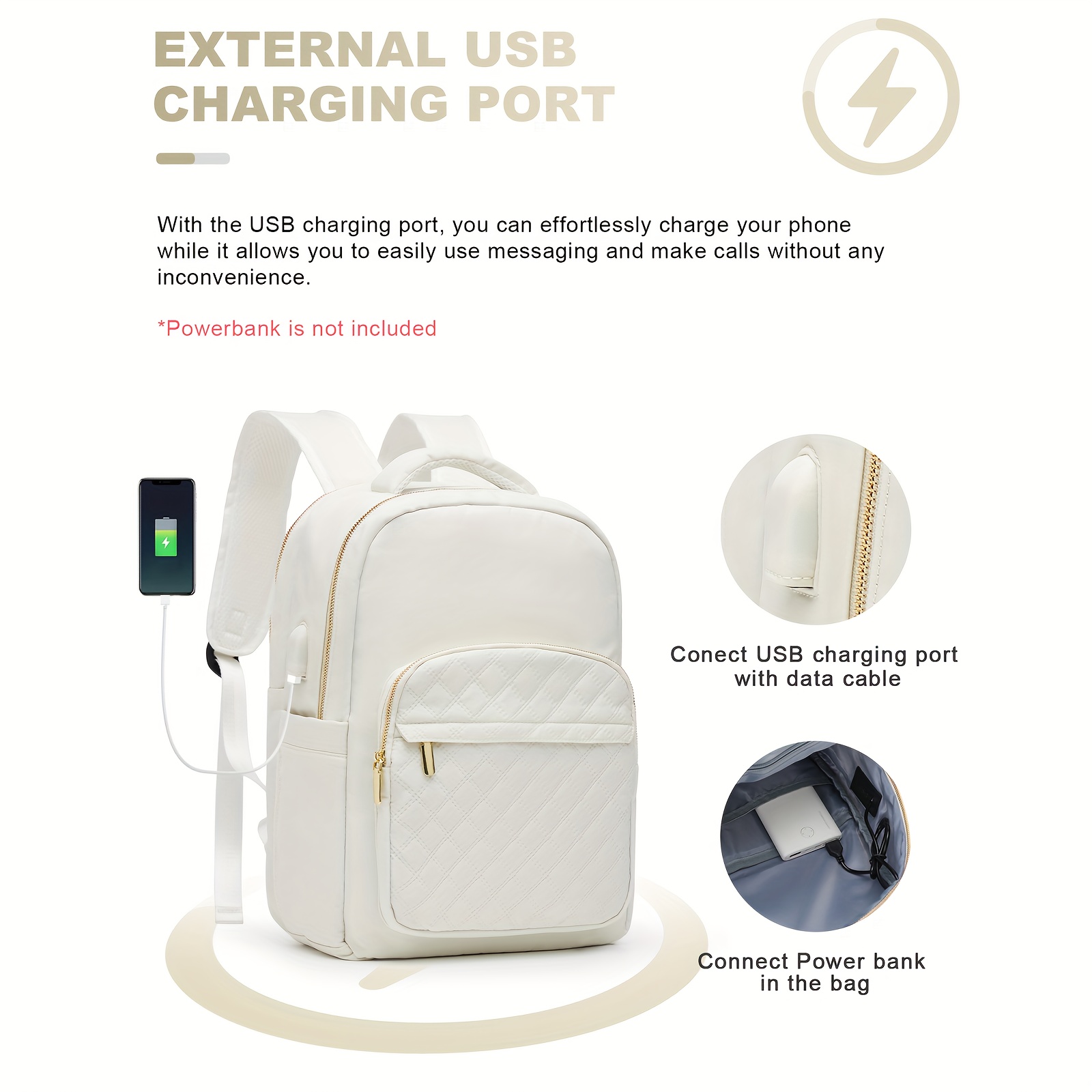 new womens backpack large capacity waterproof university school bag computer bag travel bag casual versatile simple backpack details 2