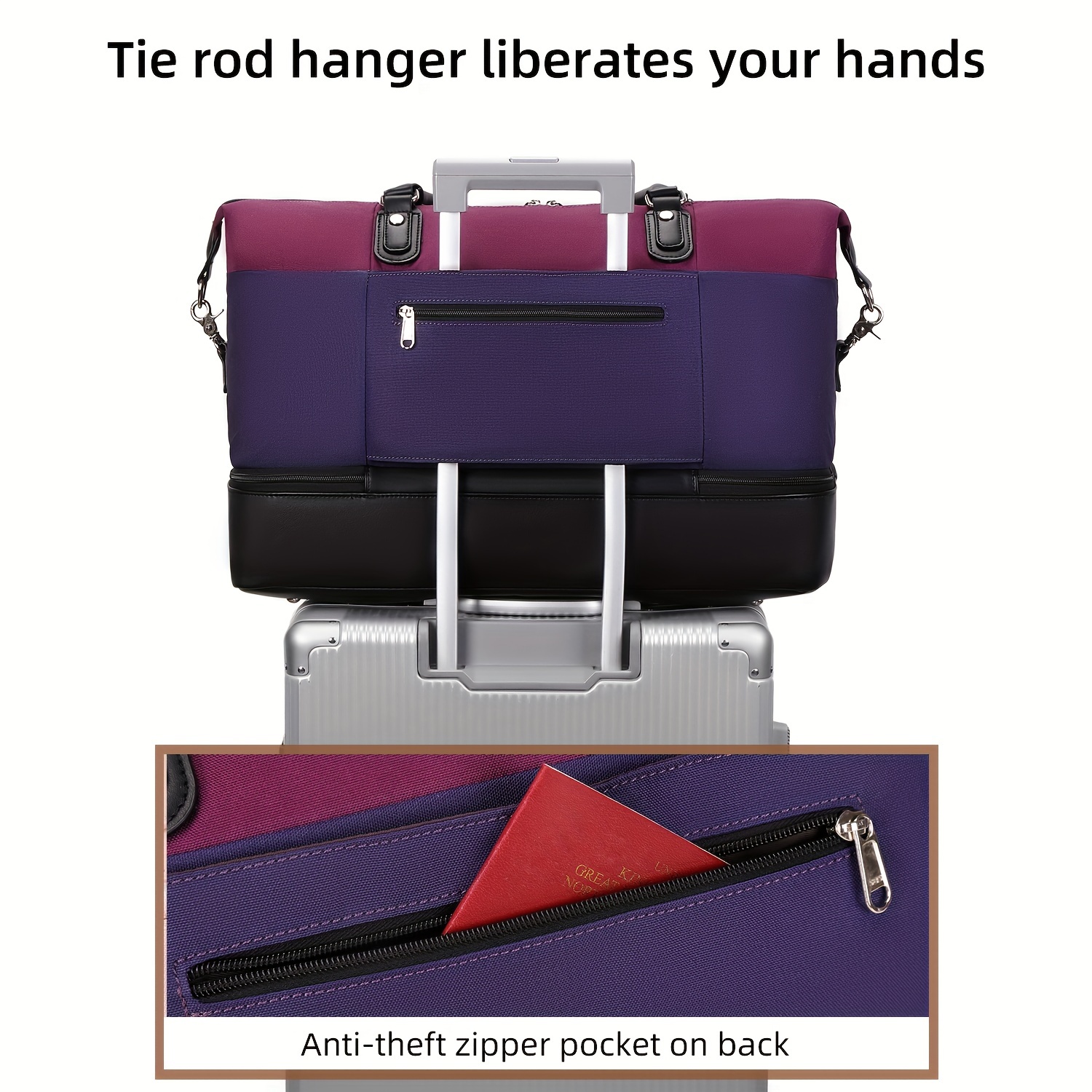 1pc weekender bags for women large bag travel duffel bag carry on shoulder bag with shoe compartment toiletry bag for travel business gym details 3