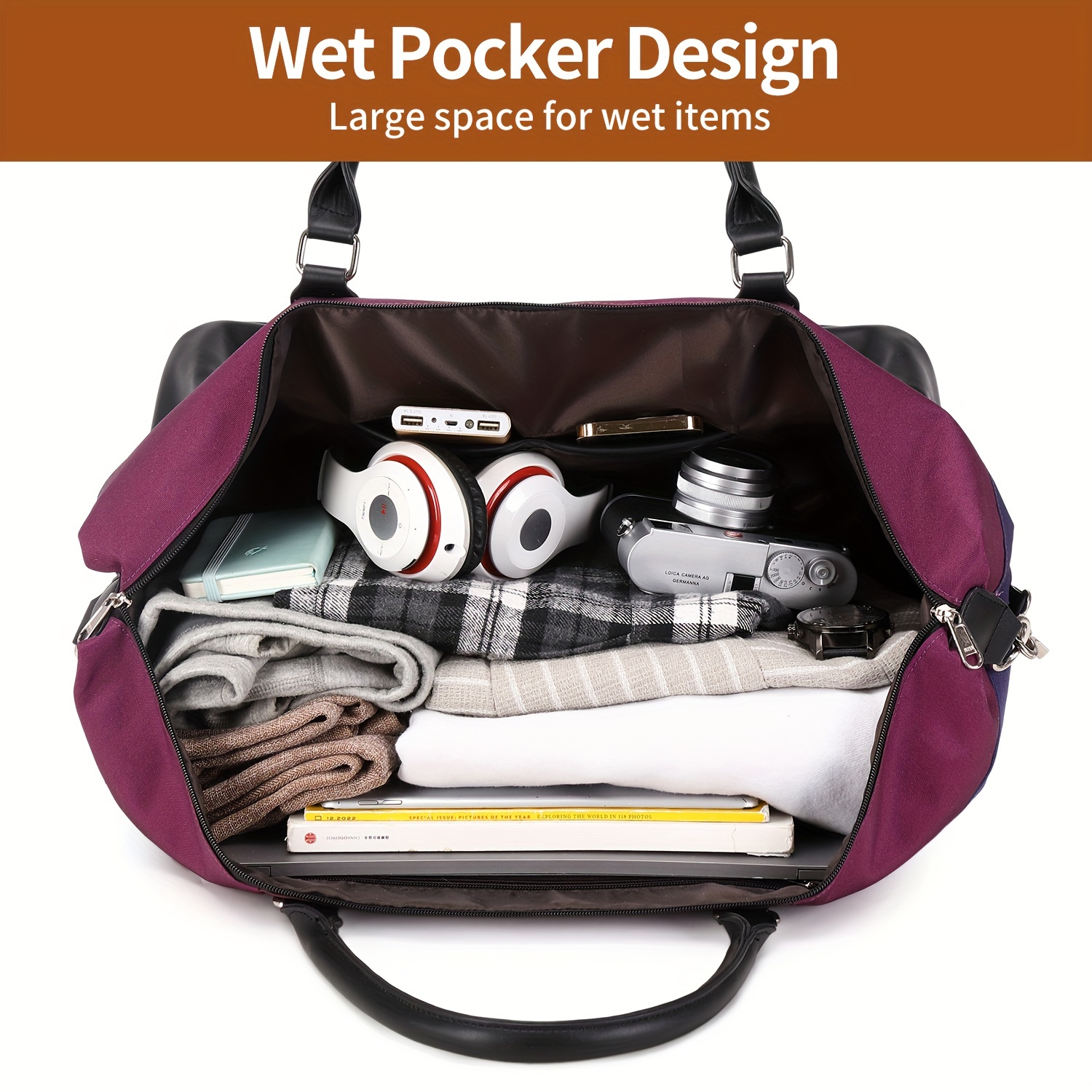 1pc weekender bags for women large bag travel duffel bag carry on shoulder bag with shoe compartment toiletry bag for travel business gym details 5