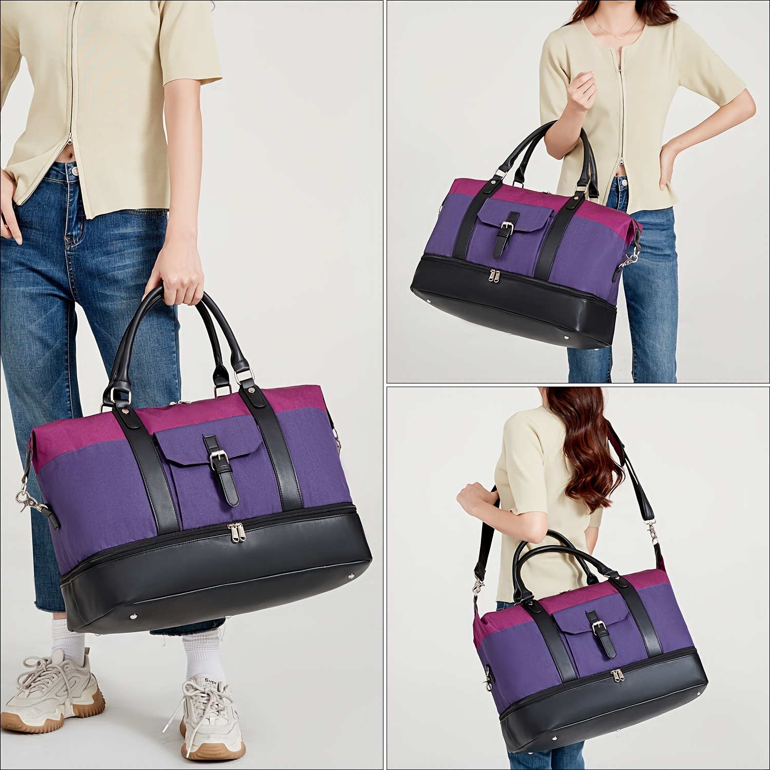 1pc weekender bags for women large bag travel duffel bag carry on shoulder bag with shoe compartment toiletry bag for travel business gym details 7