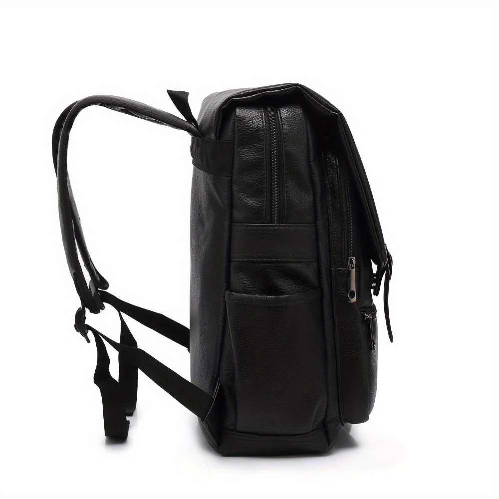 covered computer mens backpack business commuting business trip leisure shoulders anti theft flip lychee pattern details 3