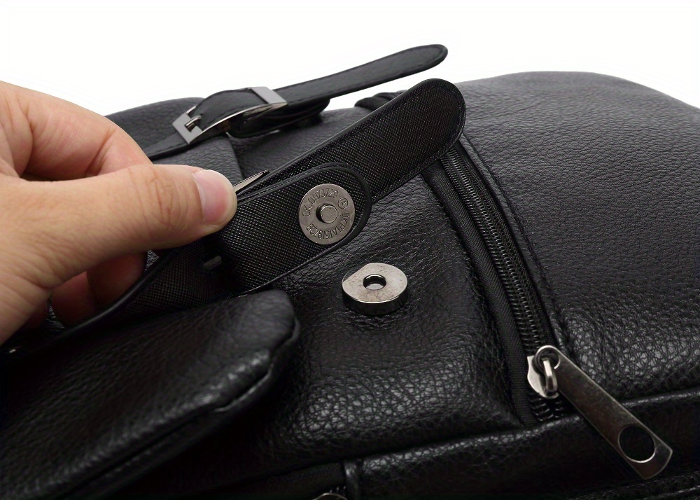 covered computer mens backpack business commuting business trip leisure shoulders anti theft flip lychee pattern details 7