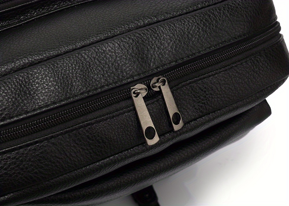 covered computer mens backpack business commuting business trip leisure shoulders anti theft flip lychee pattern details 9