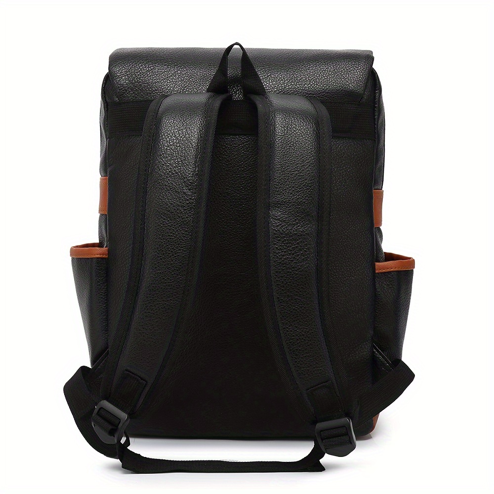 covered computer mens backpack business commuting business trip leisure shoulders anti theft flip lychee pattern details 13