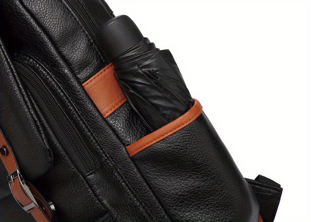 covered computer mens backpack business commuting business trip leisure shoulders anti theft flip lychee pattern details 19