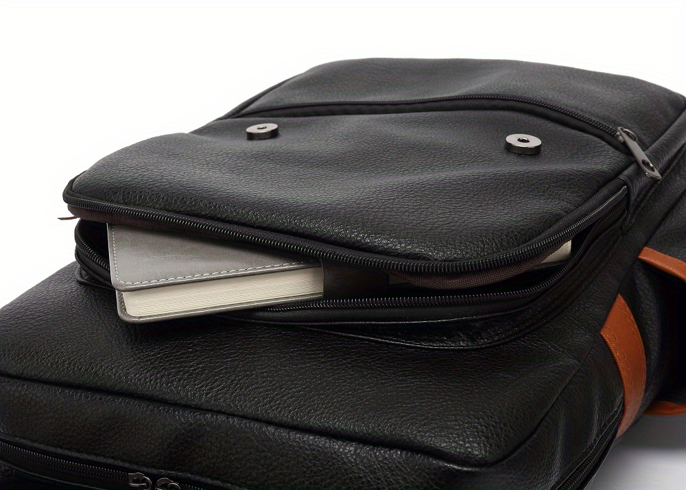 covered computer mens backpack business commuting business trip leisure shoulders anti theft flip lychee pattern details 20