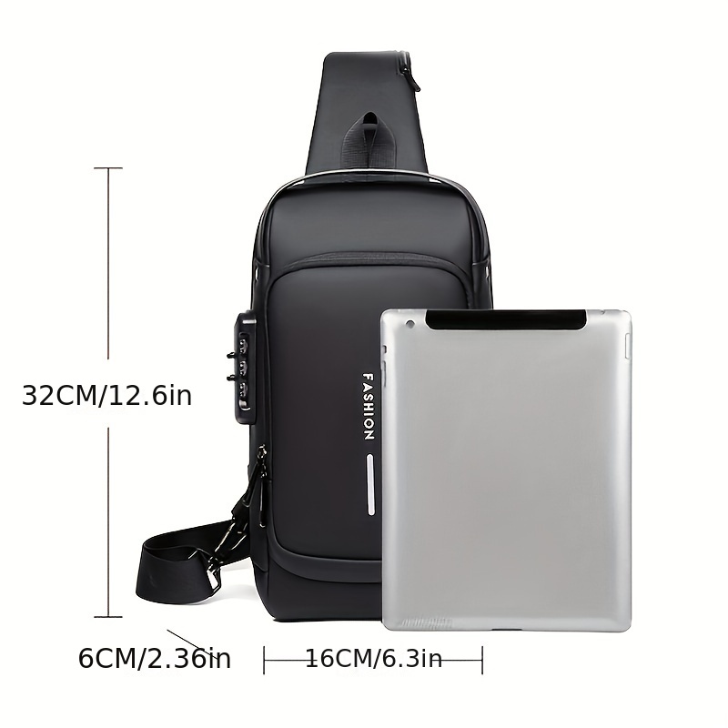crossbody bag, 1pc men multifunction single shoulder bag crossbody bag travel sling bag messenger bag chest bag multifunctional bag with anti theft bag password lock ideal choice for gifts details 0