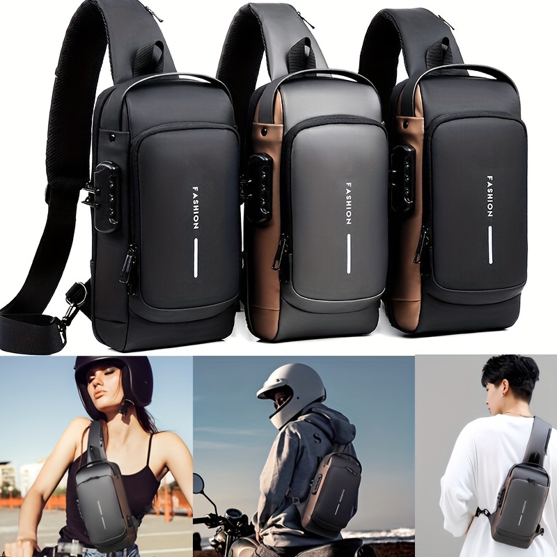 crossbody bag, 1pc men multifunction single shoulder bag crossbody bag travel sling bag messenger bag chest bag multifunctional bag with anti theft bag password lock ideal choice for gifts details 1
