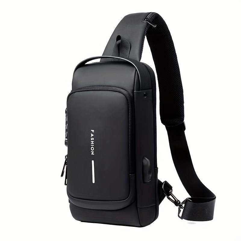 crossbody bag, 1pc men multifunction single shoulder bag crossbody bag travel sling bag messenger bag chest bag multifunctional bag with anti theft bag password lock ideal choice for gifts details 5