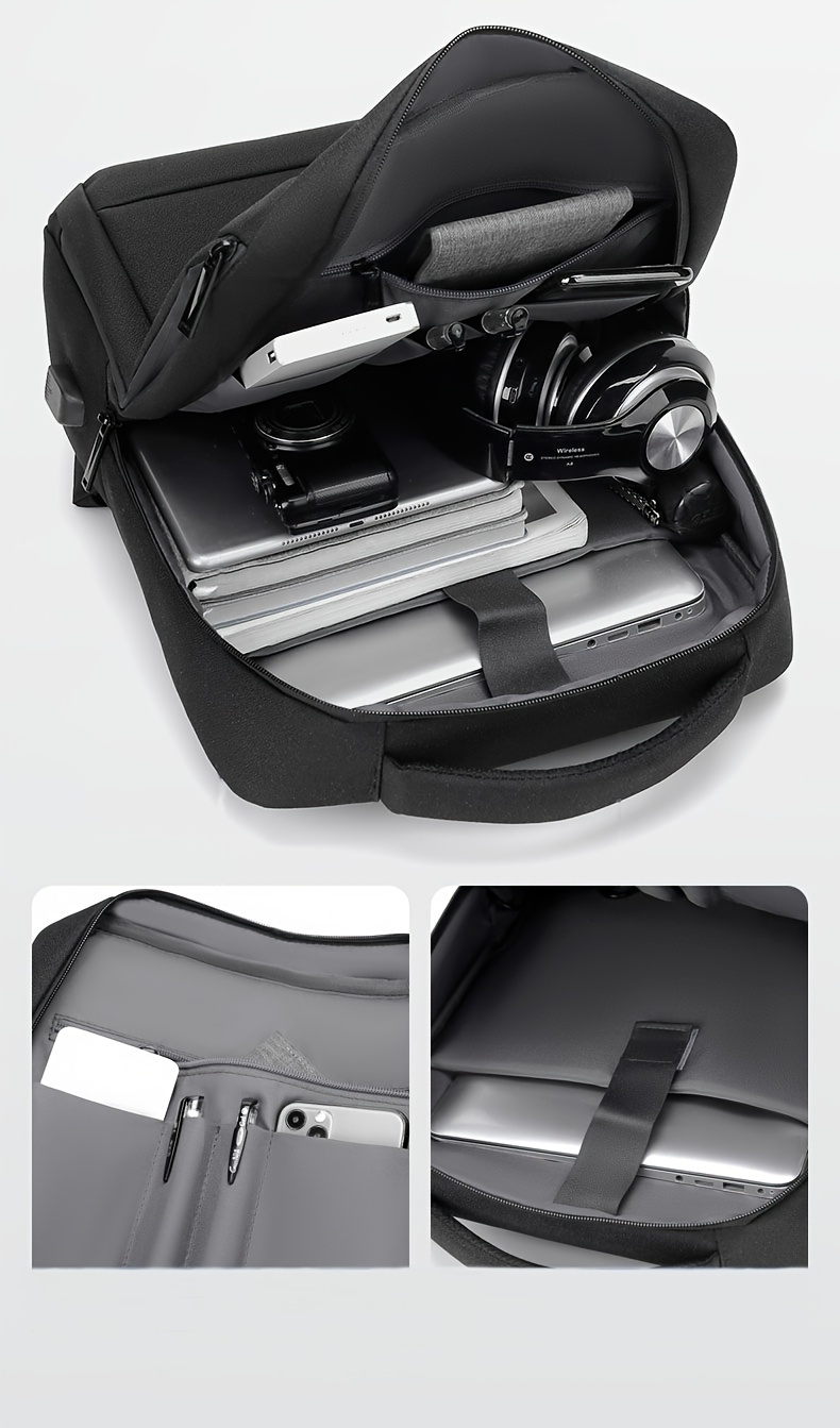 business computer backpack trendy waterproof wear resistant lightweight shoulder bag mens casual travel notebook computer bag details 6