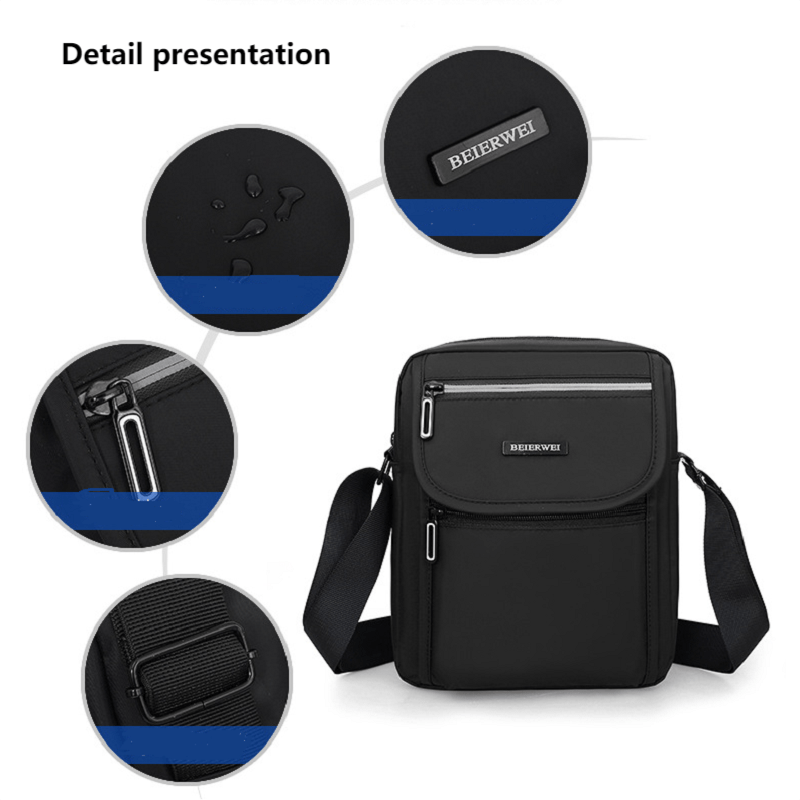 mens casual trendy shoulder bag versatile waterproof wear resistant cross body backpack details 1