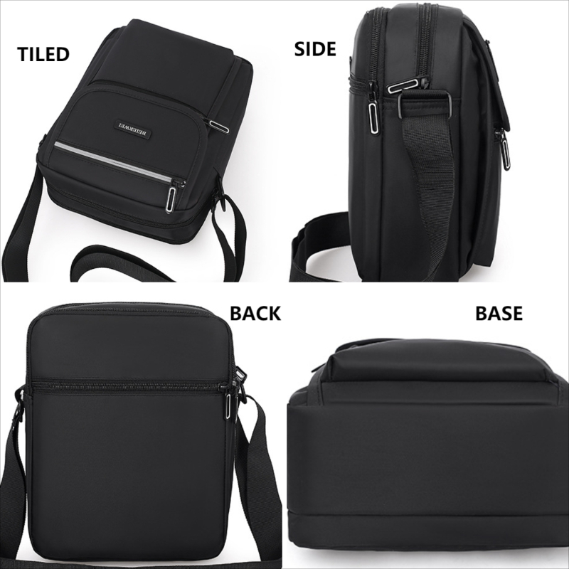 mens casual trendy shoulder bag versatile waterproof wear resistant cross body backpack details 2