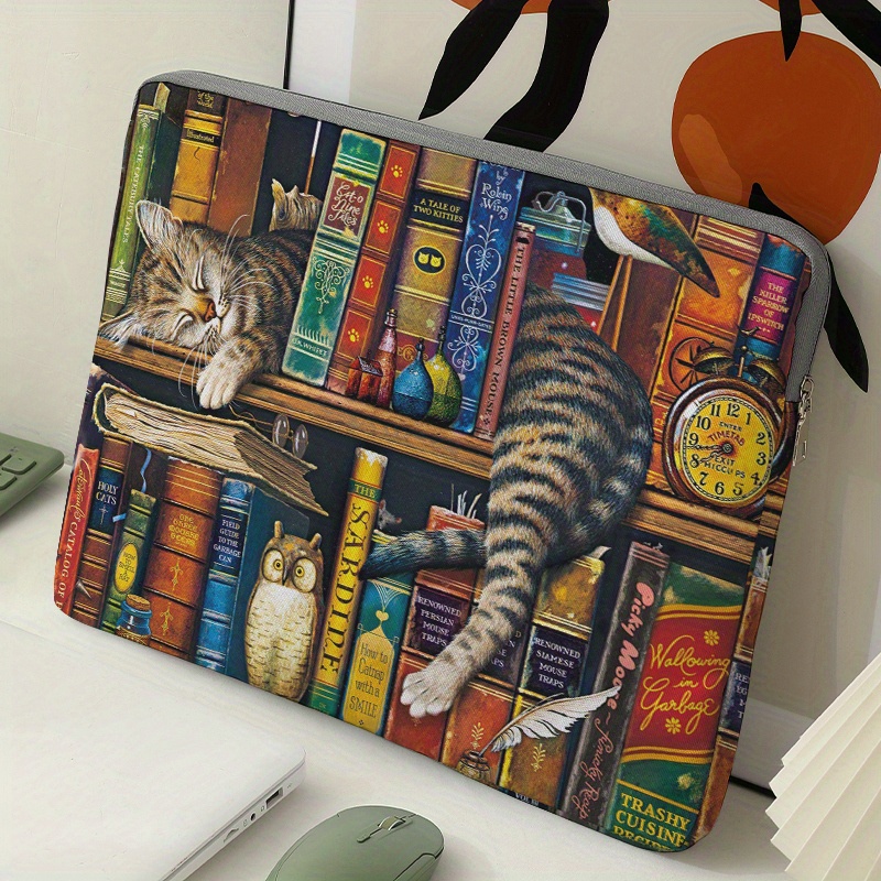 printed laptop bag computer fabric cover accessories soft laptop bag computer soft cover laptop sleeve tablet laptop sleeve leather bag laptop bookcase cat computer zipper cover ideal choice for gifts details 0