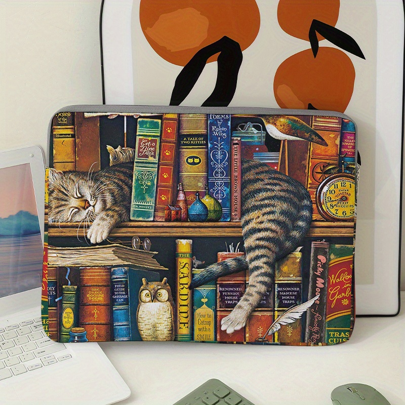 printed laptop bag computer fabric cover accessories soft laptop bag computer soft cover laptop sleeve tablet laptop sleeve leather bag laptop bookcase cat computer zipper cover ideal choice for gifts details 1