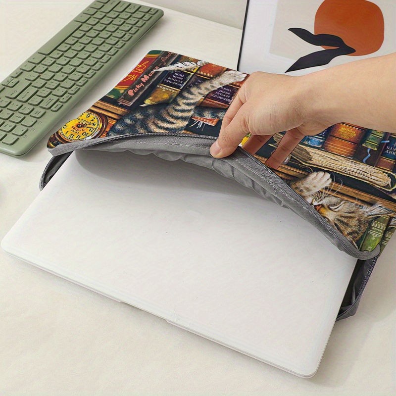 printed laptop bag computer fabric cover accessories soft laptop bag computer soft cover laptop sleeve tablet laptop sleeve leather bag laptop bookcase cat computer zipper cover ideal choice for gifts details 2